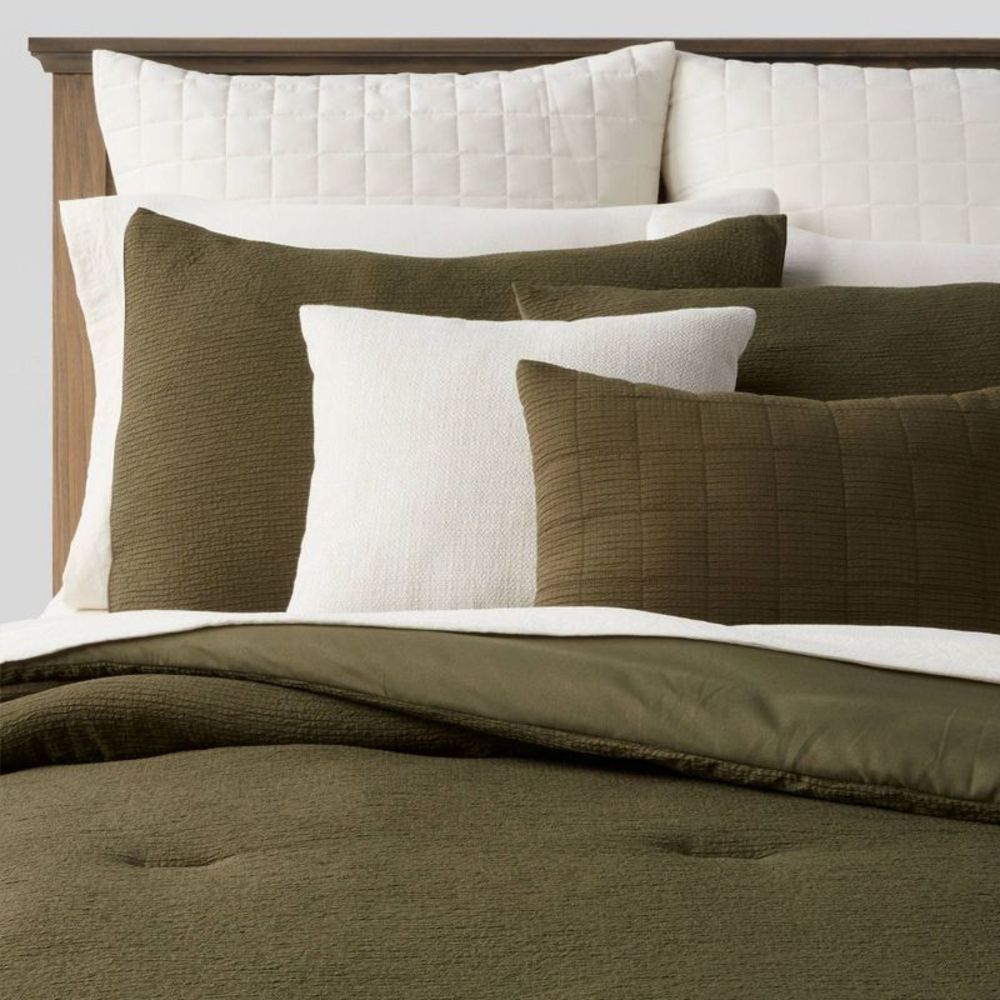12pc King Texture Comforter & Sheet Bedding Set Green - Threshold